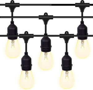UL Listed Commercial Grade IP65 Waterproof <strong>48FT</strong> S14 <strong>Lights</strong> <strong>String</strong> 15 Shatterproof Clear Bulb for Deck Backyard Garden Party - Product Image 1