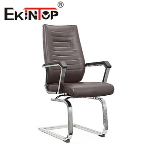   Silla de Oficina de Cuero Marrón Oscuro, Altura Fija, con Reposabrazos, para Uso en Oficina - Product Image 1