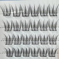 Vente en gros Emballage personnalisé Cheveux synthétiques duveteux bouclés doublement cryptés Faux cils sans colle Paires de couleurs naturelles