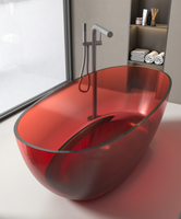 Baignoire autonome en résine de pierre, formes et couleurs variées, baignoire en cristal transparent