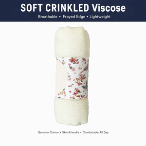 <span class=keywords><strong>Sciarpa</strong></span> Hijab all'ingrosso 180x80cm in Viscosa Stropicciata Tinta Unita con Bordo Grezzo e Frange, Scialle da Donna Musulmana 1010A - Product Image 4