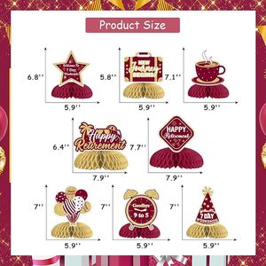 Centros de Mesa de Panal de Abeja para Retiro Feliz, Decoraciones Borgoña para Fiesta de Retiro, Nuevo Viaje Comienza, Adios 9 a 5, Adornos para Mesa - Product Image 3