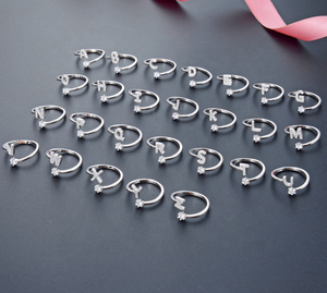 Wholesale 925 Sterling Silver Zircon Pave Setting <strong>Initial</strong> Alphabet <strong>Ring</strong> <strong>with</strong> Rhodium Plating for Women Parties - Product Image 3