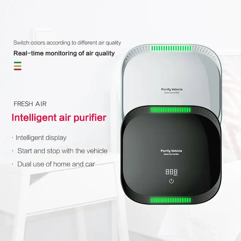 Écran PM2.5 Mini purificateur d'air intelligent portable purificateur d'air à filtre HEPA pour voiture avec capteur de qualité de l'air