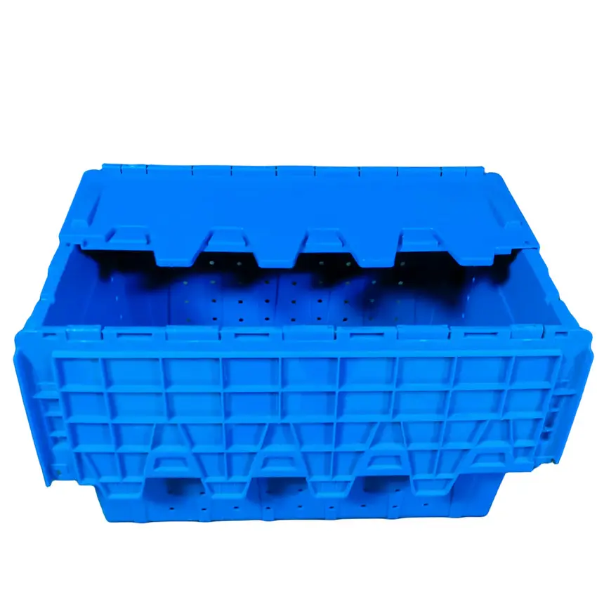 Large logistic distribution stackable plastic tote box storage containers crates for moving fruits and vegetables