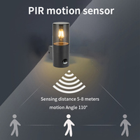 Lampe murale d'extérieur en aluminium à ampoule LED E27 avec capteur de mouvement PIR Smart