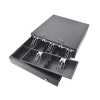 JINGJIE Elektronische Schwarze Verstellbare POS-System-Kassenschublade aus Metall, Smart 7-Fach RJ11 Geldkassette für Supermärkte und Restaurants