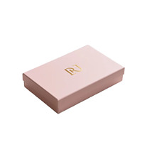 Boîte rigide personnalisée rose mat avec couvercle et base, logo estampé à chaud or pour bijoux, parfums, cosmétiques, emballage cadeau pour l'Aïd et les mariages