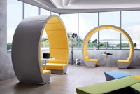Ensemble de canapé de réunion en cuir moderne en forme de C avec canapé-lit rond pour zones de réception à domicile/bureau cadre en métal