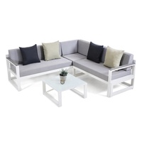 Weiß Günstige Moderne L-Form Garten Schnitts itz Couch Möbel Außen terrasse Aluminium Lounge Ecksofa Set für den Außenbereich