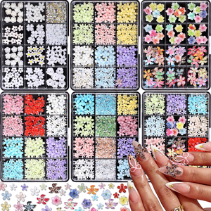 Breloques pour <span class=keywords><strong>ongles</strong></span> en résine brillante 3D stéréo en forme de fleur à cinq pétales, durables et faciles à appliquer, pour la décoration des <span class=keywords><strong>ongles</strong></span> et l'embellissement artisanal - Product Image 2