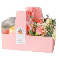 Boîte à gâteau carrée transparente avec logo personnalisé, poignée, doublure en éponge recyclable, carton ondulé, emballage cadeau, laminage mat