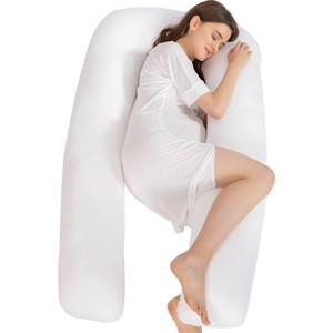 Maternity Pillow U-Shape 140x71x18cm Extra Large Lumbar Support Side Sleeping Pillow With Removable Cover White - Product Image 5