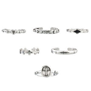 Vintage Christian Antique <b>Silver</b> Plated <b>Cross</b> <b>Ring</b> Set Alloy Unisex Fashion Costume Jewelry Sets - Product Image 5
