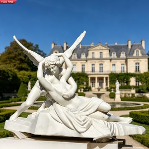 YOUFINE - Centro de Jardín con Escultura de Mármol de Eros, Famosa Escultura de Antón Canova, Estatua de Cupido y Psique, Estatua del Louvre - Product Image 1