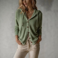 2026 Neue Europäisch-Amerikanische Damen-Strickjacke mit Kapuze in Unifarbe, Locker Geschnitten, Dick Gestrickt, Herbst-Oberbekleidung