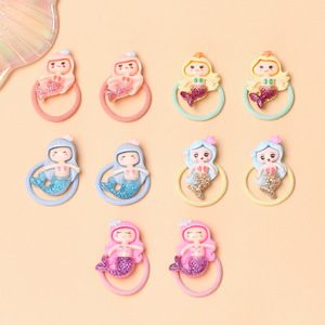 ربطة شعر كرتونية أنيقة لطيفة على شكل حورية البحر بتصميم جديد إكسسوارات شعر مرنة للأطفال على شكل حيوانات المحيط - Product Image 3