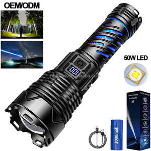 50 Wát trắng Laser cao mạnh mẽ cao lumen USB có thể sạc lại 5 chế độ Zoomable LED <span class=keywords><strong>Torch</strong></span> mạnh mẽ chiến thuật đèn pin cho trường hợp khẩn cấp - Product Image 1