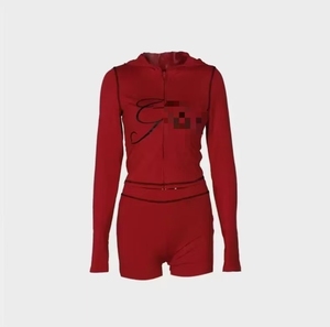 Conjuntos Casuales para Mujer, Conjuntos de Primavera y Otoño de Alta Calidad, Top Corto y Pantalones Cortos, <span class=keywords><strong>Ropa</strong></span> Casual para Mujer con Capucha y Corte Ajustado - Product Image 4