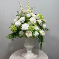 T-FT008 Ventes Flash Boule de fleurs artificielle en soie verte et blanche de 50 cm pour centre de table de mariage