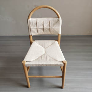 Sedia da pranzo moderna in legno per feste nuziali e per eventi, schienale intrecciato, sedia in corda - Product Image 6