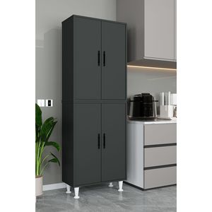 Estantes de Almacenamiento Modulares para Cocina de 4 Puertas en Color Antracita, Gabinete Multiusos para Despensa con Patas - Product Image 2