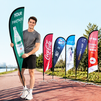 Drapeau de plage personnalisé en forme de plume, drapeau publicitaire extérieur en forme de goutte d'eau avec base de poteau pour la promotion d'événements, vente en gros d'usine OEM