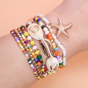 Cross-border Bohemian beach style <b>bracelet</b> <b>set</b>, summer dopamine starfish seed bead shell <b>bracelet</b> seven-piece <b>set</b> for women - Product Image 3