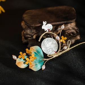 Pasadores de pelo de terciopelo con diseño de flor, accesorios para faldas estilo caballo, pasadores de pelo de estilo antiguo Hanfu con osmanthus, herencia cultural inmaterial. - Product Image 2