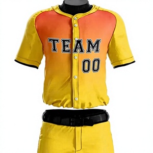 Men's Yellow Baseball Jersey Set Team 00 Sublimated Print Breathable Polyester Uniform Short Sleeve Regular Fit Plus Size Front - Product Image 6