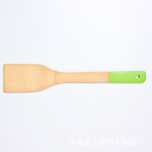 Espátula de bambú con mango pintado, utensilio de cocina antiadherente para proteger sartenes y ollas - Product Image 3