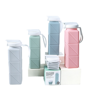 Custom Gym Sport Travel Cute <b>Silicone</b> Collapsible Water Bottle Foldable Water Bottle - Product Image 1