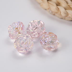 Cuentas perforadas de rosas transparentes, cadena para teléfono móvil, pulsera, accesorios DIY, venta al por mayor, cuentas acrílicas, rosas transparentes - Product Image 1