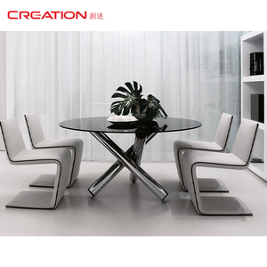 अनुकूलित लक्जरी होटल रेस्तरां फर्नीचर आधुनिक भोजन तालिका 6 कुर्सियों ग्लास डाइनिंग टेबल सेट - Product Image 3