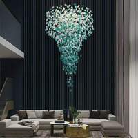 Lustre moderne de luxe en pierre colorée, luminaire artistique personnalisé pour plafond haut, villa duplex, hall d'hôtel, escalier