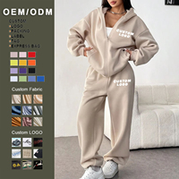 Ensemble sweat à capuche zippé et jogging décontracté en coton pour femme, service OEM d'usine de haute qualité, vêtements de mode