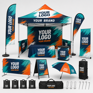 Kit d'installation de stand promotionnel avec mur d'arrière-plan pour tente d'exposition, bannière, nappe, panneau en A, sacs de transport et tente promotionnelle - Product Image 6