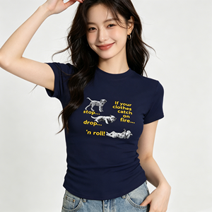 Camiseta de Manga Corta Estilo Americano, Verano, Dulce y Picante, Corte Ajustado, Nueva Moda, Versátil, con Estampado <span class=keywords><strong>Animal</strong></span> - Product Image 4