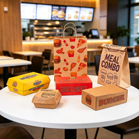 Boîte à hamburger et frites jetable biodégradable écologique avec logo personnalisé, en carton ondulé gaufré et pailleté