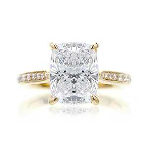 Bague de fiançailles en moissanite taille coussin, argent 925, alliance de mariage de luxe - Product Image 1