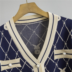 <span class=keywords><strong>Set</strong></span> Elegante con <span class=keywords><strong>Cardigan</strong></span> Ricamato, Maglione Autunnale da Donna con Scollo a V, Pantaloni a Gamba Larga, Completo Casual Due Pezzi - Product Image 4