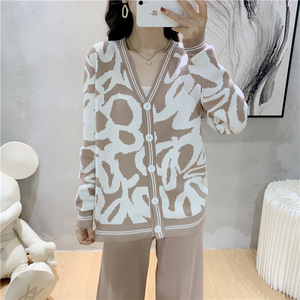 Primavera autunno <span class=keywords><strong>Cardigan</strong></span> lavorato a <span class=keywords><strong>maglia</strong></span> Casual con stampa leopardata <span class=keywords><strong>Cardigan</strong></span> <span class=keywords><strong>e</strong></span> pantaloni lavorati a <span class=keywords><strong>maglia</strong></span> <span class=keywords><strong>Set</strong></span> due pezzi lavorato a <span class=keywords><strong>maglia</strong></span> da donna - Product Image 6