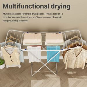Séchoir à linge pliable sur pied en fer en forme de X, rétractable, antirouille, gain de place, pour intérieur et extérieur - Product Image 2