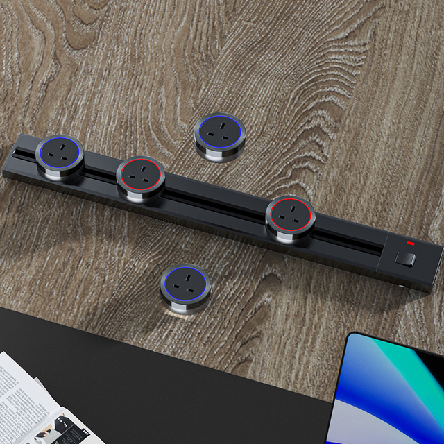Good Quality Conference Office Tabletop Multi Smart Power Rail Track System Electrical Socket Outlet Multi Socket