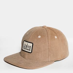 Casquettes personnalisées en velours côtelé à 6 panneaux avec logo brodé structuré kaki, casquettes snapback - Product Image 2