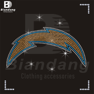 تخفيضات هائلة تصميم NFL حديد على أحجار الراين لوس أنجلوس شواحن صيني مخصص حجر الراين نقل الحرارة لهوديس - Product Image 1