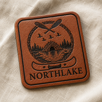 Écusson personnalisé en cuir de vachette véritable, logo gravé au laser et en relief, à thermocoller ou à coudre pour chapeau, veste, sac, jean, vêtements