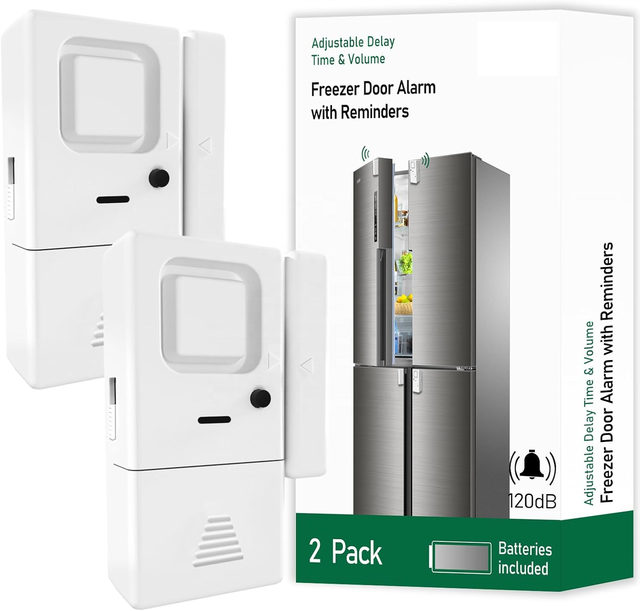 Refrigerator and Fridge Door Alarm or Chime Freezer Door Alarm with 180/240 Seconds Delay Alert 2PACK