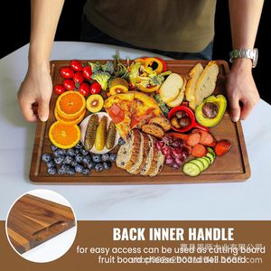 Tabla de cortar de madera de acacia, pequeña, mediana, grande, rectangular, para cortar frutas, verduras, pan, repostería y servir. - Product Image 3
