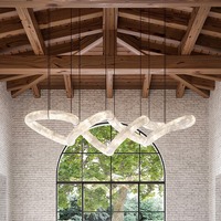 Lustre en marbre espagnol LED, design moderne minimaliste de luxe, pour restaurant, villa, maison modèle